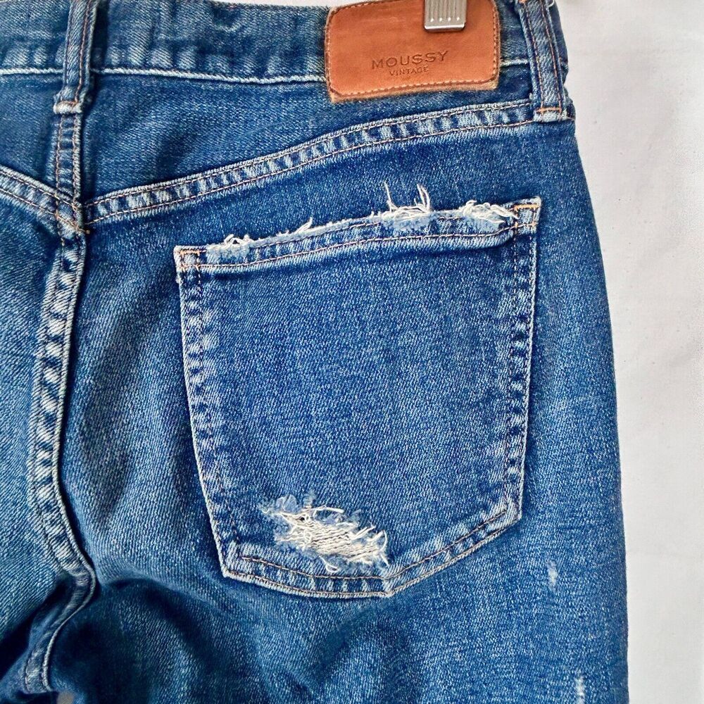 💐 Moussy Size 28 Vintage Skinny Jeans Blue Denim Ankle Distressed Japan $360 - Picture 7 of 14